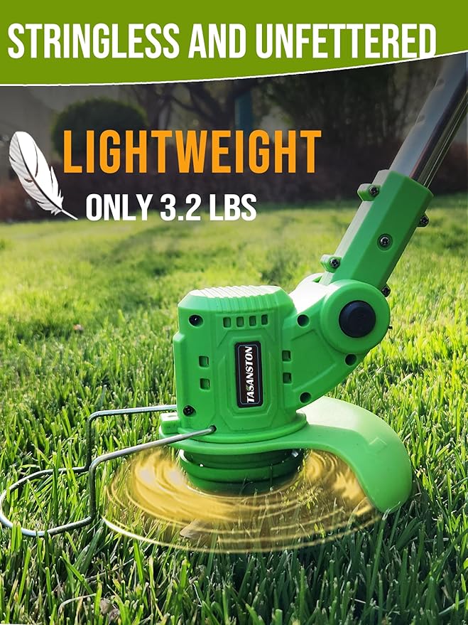 Cordless Weed Wacker, 21V Electric Weed Eater Battery Powered, 3 in 1 Grass Trimmer Cordless with 2 Batteries & Metal Blade, Electric Weed Trimmer/Lawn Edger/Brush Cutter for Yard Garden