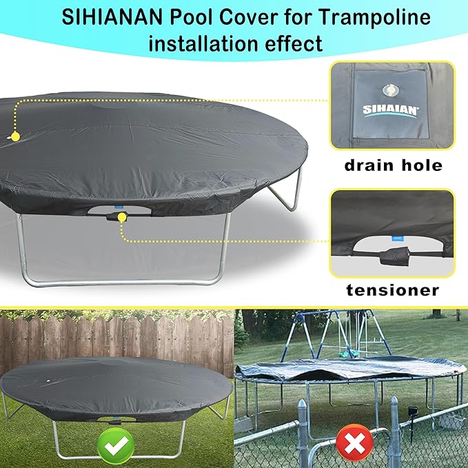 14 Ft Pool Cover, with Automatic Drain Round Pool Cover, One-Piece Quick Installation and Removal Above Ground Pool Cover, Preventing Waterlogging, UV Protected Solar Swimming Pool Cover