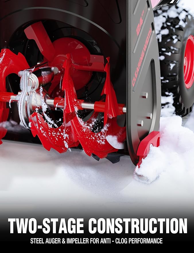 PowerSmart 80V 24" Cordless Snow Blower, 2-Stage Self-Propelled with (2) 6.0Ah Batteries & (1) Charger (HB2805B)