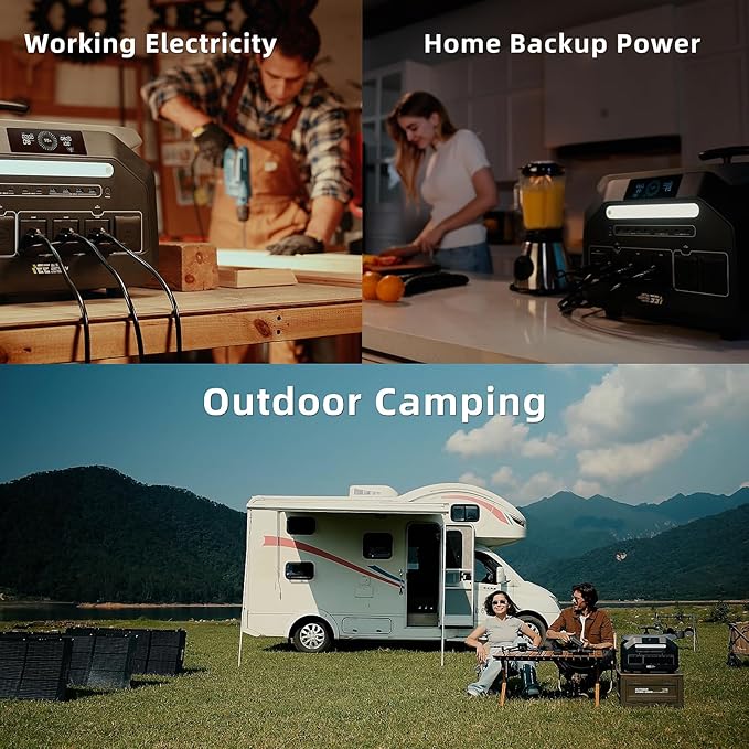 IEE 3200W Portable Power Station P3200 with 4x200W Solar Panel, 2048Wh Solar Generator, 1800W AC Charging, AC Outlets x 4, LiFePO4 Battery Power Station for Home Backup, Camping, RV, Emergency