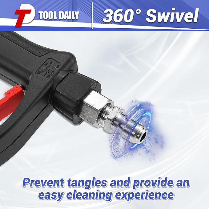 Tool Daily Pressure Washer Gun with 3/8" Swivel Quick Connect, Stainless Steel Internal Valve, Power Washer Extension Wand Replacement, M22-14mm, 5 Nozzle Tips with Holder, 5800 PSI