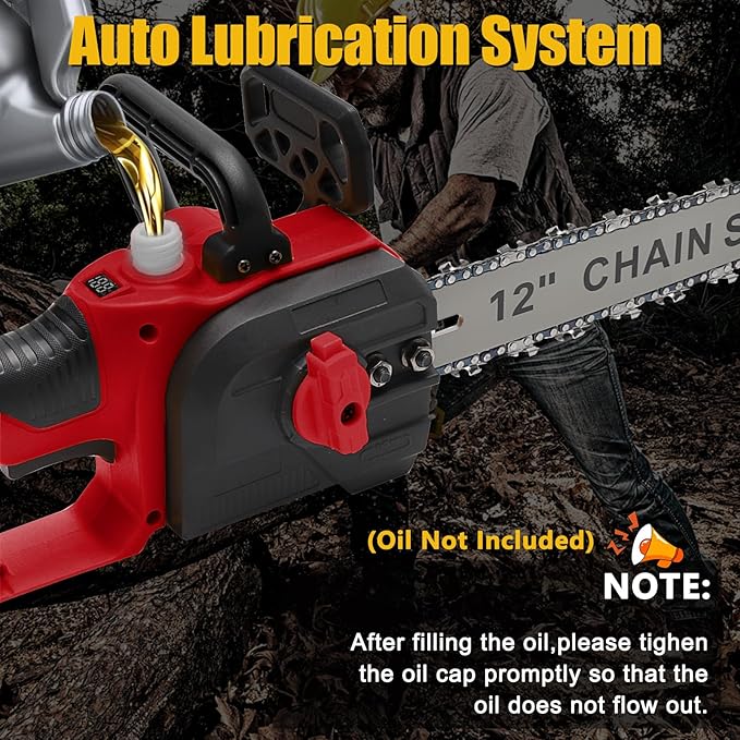 Chainsaw for Milwauke M18 18V Battery, Cordless Chainsaw with 12-Inch Chain and Bar for Wood Cutting, Tree Trimming (only tool)