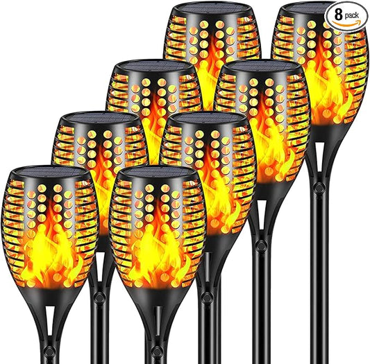 Aityvert Solar Lights, 43" Flickering Flames Torch Lights Outdoor Waterproof Landscape Decoration Lighting Dusk to Dawn Auto On/Off Security Flame Lights for Yard Garden Pathway Driveway (8 Pack)