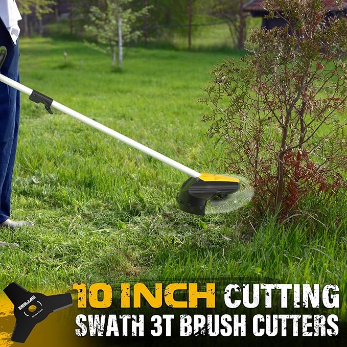 40V Weed Wacker Cordless, 8-Inch Cordless Pole Saw, Hedge Trimmer Cordless and Brush Cutter, 4-in-1 Multi Garden Tools with 2X20V 4.0Ah Batteries and Charger