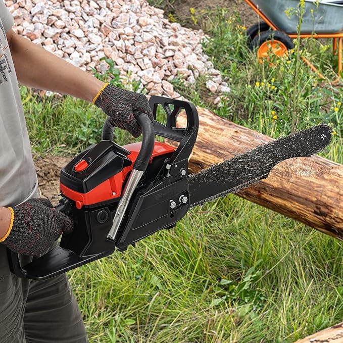 18 Inch Gas Chainsaw 58CC 2.2KW Petrol Chainsaw 2-Stroke GasChain Saws, Engine Chain Saw Set Gas Chainsaws for Cutting Wood Outdoor Home Farm Us (Black)