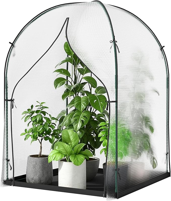 Portable Greenhouse for Outdoors, Green House Tent with Durable Bubble Film Cover and Zippered Door,Walk-in Mini Green House with Removable Mat for Indoor Outside Protecting Plant,47x47x71 Inch