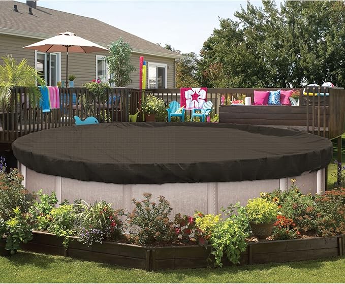 ECOOPTS 6 ft Round Pool Cover for Above Ground Pools, Swimming Pool Cover Protector Winter Safety Cover (Brown)