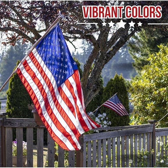 American Flag - Heavy-Duty US Flag - Embroidered Stars - Nylon USA Flag Built for Outdoors - Sewn Stripes - UV Protection - Brass Grommets (4x6 ft)
