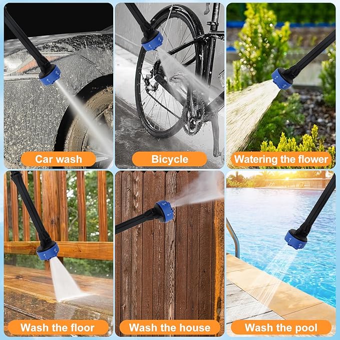 18000mAh Portable Cordless Pressure Washer,800PSI Electric Pressure Washer with Battery|Charger|6-in-1 Nozzle,33FT Drain Hose,Portable Power Washer for Car/Garden/Floor/Yards