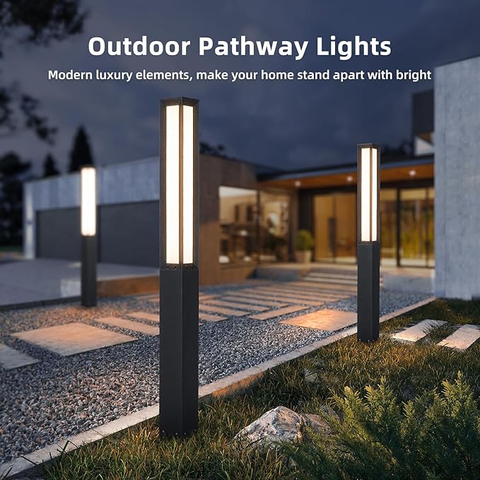 Outdoor Pathway Lights, 71 Inches Tall Bollard Light, 3000K Landscape Path Lighting, Large Mordern Led Bollards, IP65 Waterproof Pole Driveway Lights Wired for Walkway Sideway Garden Yard