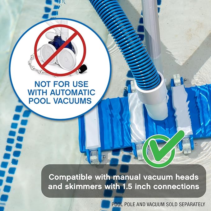 Poolmaster Manual Pool Vacuum Hose – 30 Ft x 1-1/2” for Inground & Above Ground Pools – Not for Automatic Cleaners – Kink-Free, Heavy Duty Pool Cleaner Hose with Swivel Cuff – Made in USA