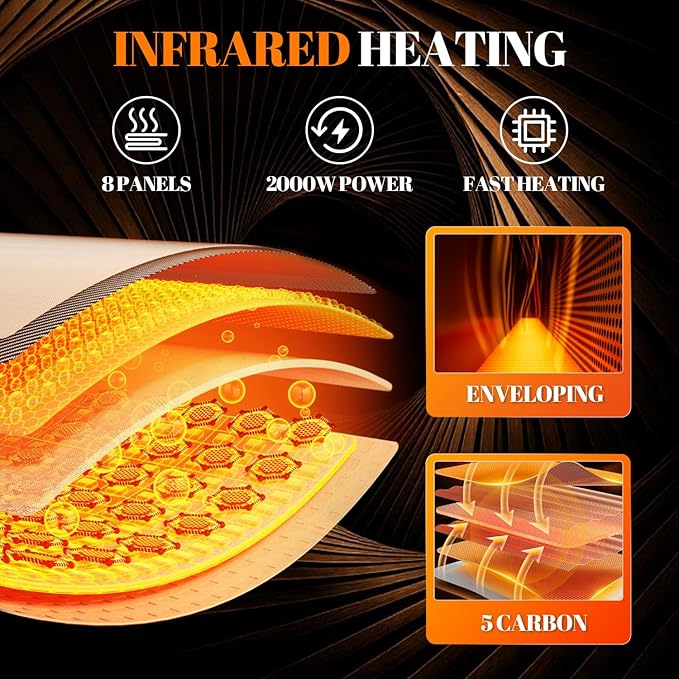 Far Infrared Wooden Sauna Low EMF- 2 Person Personal Sauna for Home Use, Full Spectrum Infrared Sauna, Dual Tempered Glass & Bluetooth Speakers - Indoor Sauna 2000W, Brown