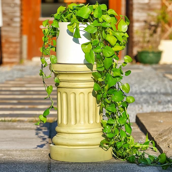18-inch Tall Garden Pedestal Stand for Indoor & Outdoor Use – Heavy Duty Magnesium Oxide Plant Stand, Weatherproof Outdoor Pedestal for Sculpture, Flower Pots, or Decorative Column for Statues