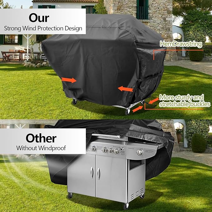 48 inch Grill Cover for Outdoor Grill,Upgraded Adjustable Buckle and Drawstring,Waterproof, Anti-UV, Rip-Proo,Suitable for Most Grills