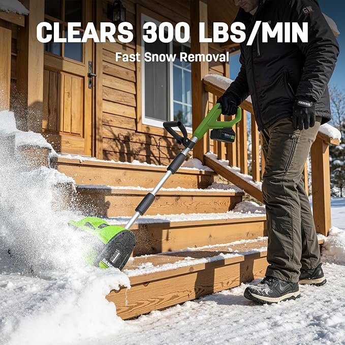 STEELITE 21V Snow Shovel and Leaf Blower Combo, 12-Inch Clearing, 20-Foot Throw, Includes 2×4.0Ah Batteries & 2 Quick Chargers, Extended Runtime (Ships in 2 Packages)