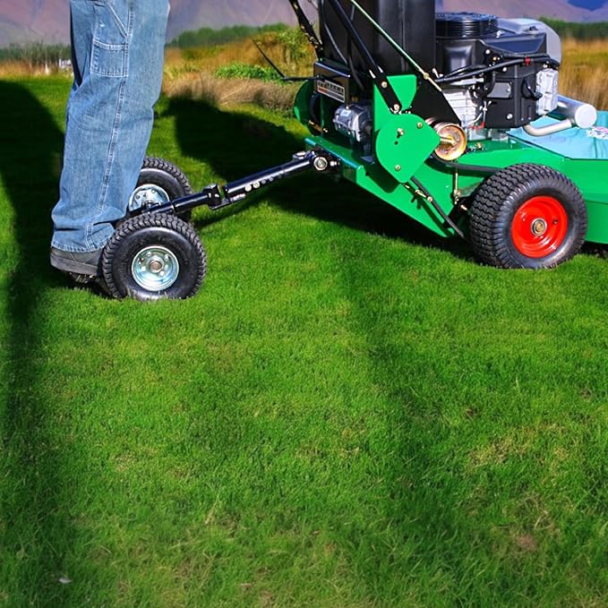 Jungle Jim's Jungle Wheels Lawn Mower Sulky – Black Edition – Stand-On Two-Wheel Sulky for Walk-Behind Mowers – Folding Trailer Hook Up – 10" Wheels – 2-Year Weld Warranty