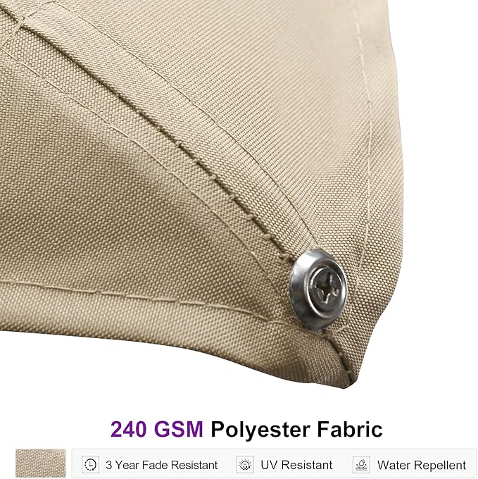 PURPLE LEAF 12 FT Square Patio Umbrella Large Outdoor Aluminum Offset Umbrella with 360-degree Rotation Cantilever Umbrella for Garden Deck Backyard Pool, Beige