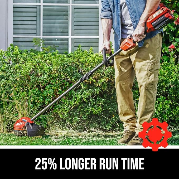 SKIL PWR CORE 40 Brushless 40V 14'' String Trimmer Kit with Dual Line Bump Feed, Includes 2.5Ah Battery and Auto PWR JUMP Charger - LT4818-10