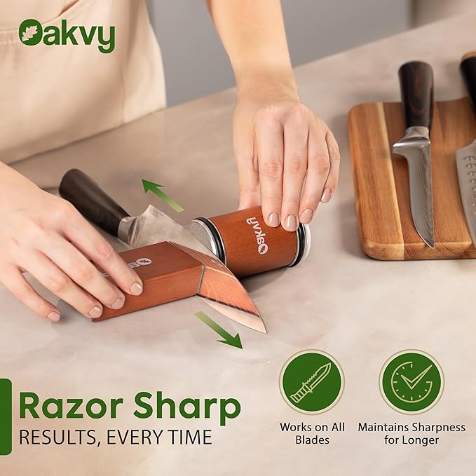 Rolling Knife Sharpener - Diamond & Ceramic Knife Sharpener Discs, Multi-Angle Magnet Knife Sharpening Kit, Long-Lasting Knife Sharpeners