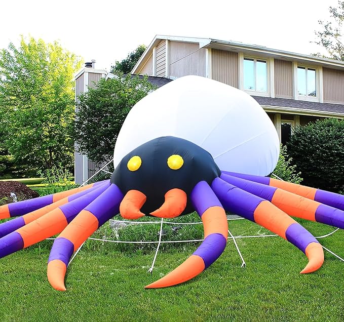 DomKom Giant 16FT Halloween Inflatable Decorations Spider, Build-in Magic LED Lights Holiday Blow Up Yard Decoration for Halloween Holiday Party Outdoor,Garden Yard Lawn Decor