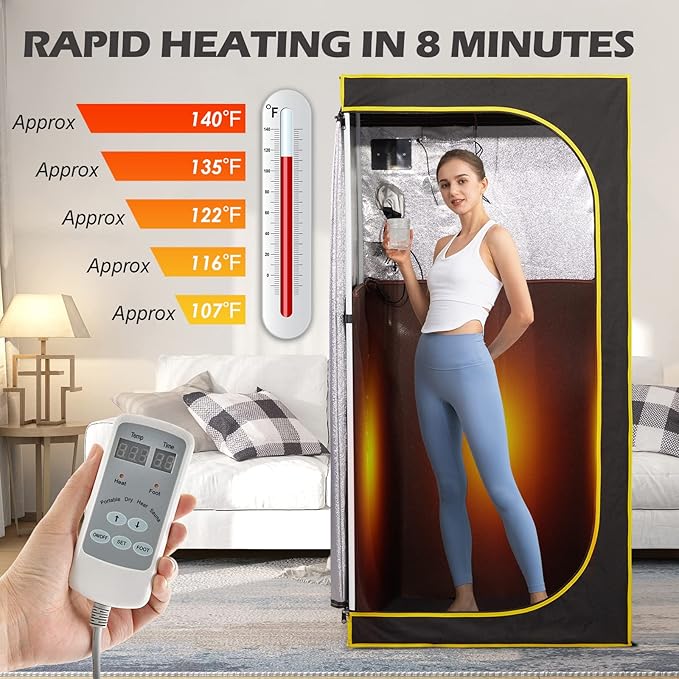 Portable Infrared Sauna, Full Size Personal Home Sauna Spa for Relaxation, Dry Heart Sauna Tent with Heating Foot Pad & Fortable Chair (L 31.5" x H 31.5" x H 62.9")