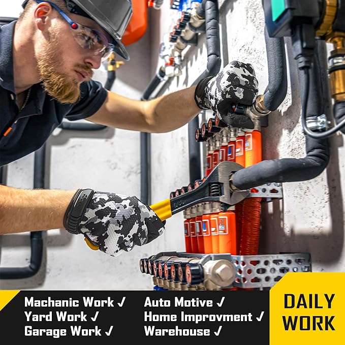 COOLJOB Touchscreen Utility Mechanic Safety Work Gloves For Men with Grip, Breathable, Ultra-Soft, Lightweight，S-XL