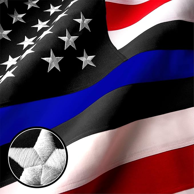G128 Blue Lives Matter Flag | 4x6 Ft | StormFlyer Series Embroidered 220GSM Spun Polyester | Duty and Honor Flag, Embroidered Design, Indoor/Outdoor, Brass Grommets, Heavy Duty, All Weather