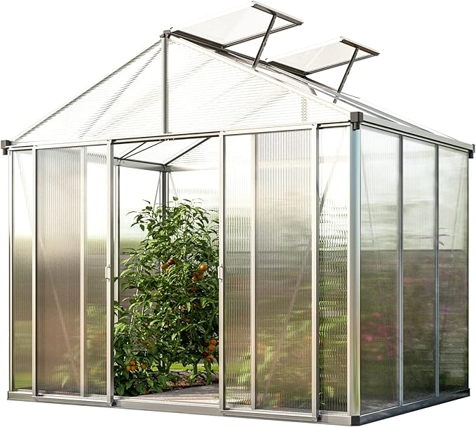 Greenhouse Rubin 3 Aluminum Frame 8.6 x 6.4 ft with Approx. 10 mm Polycarbonate Panels