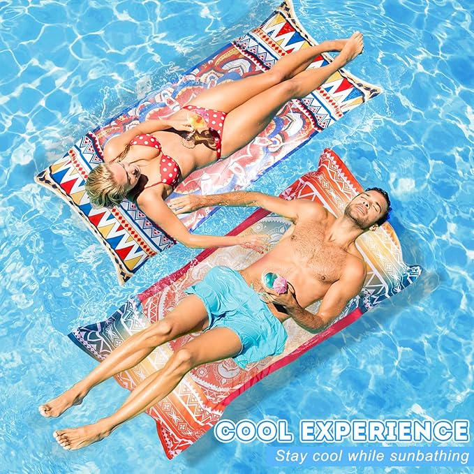 Pool Float Chair 2 Pack Pool Floats for Adults, 4-in-1 Multi-Purpose Pool Floaties Toys Swimming Pool Floats (Yellow&Green)