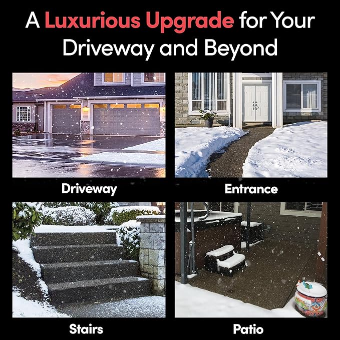 Electric Snow and Ice Melting Underground Cable 428 feet, Covers 142 sqft at up to 38 Watts/sqft, 240V – Radiant Heated Driveways, Walkways, Stairs – Installs Under Concrete, Asphalt, or Pavers