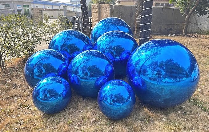Big Shiny Balls Giant Inflatable Mirror Balls for Events & Decor - Party, Advertising, Shows, Stage Decoration - Hanging & Standing-Various Sizes & Colors - Blue (0.9m/2.95ft)