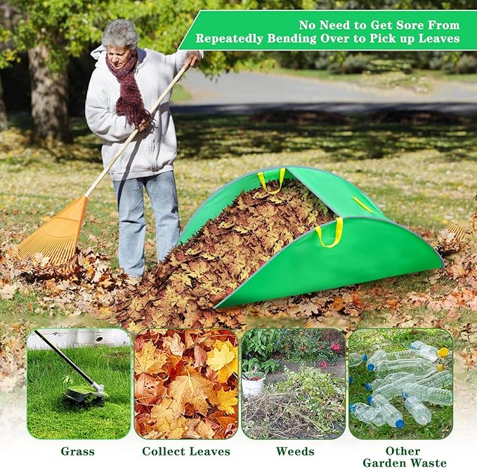 Leaf Collector, Foldable Leaf Bags, Portable Pop Up Lawn and Leaf Collector, Patent Number D1005635, Reusable Yard Garden Bags for Leaves Lawn Trash