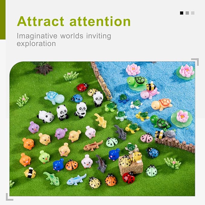 Mini Small Animal Figurines, 54 Pieces Mini Marine Resin Animals, Marine Animals Decorative Decorations, Miniature Landscape Decorative Sets, Fairytale Gardens