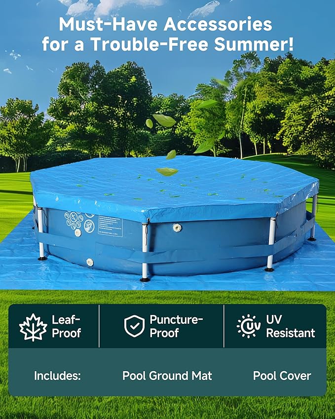 Eco-Friendly Odorless Above Ground Pool Swimming Pools for Kids: 5ft x 15in - PE Material, Reinforced Steel Frame Round
