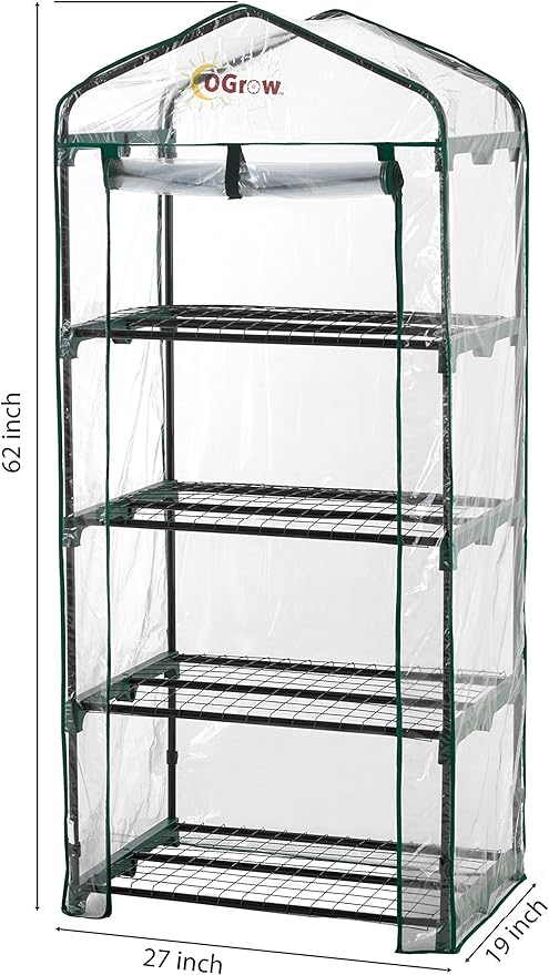 Ogrow® Mini Portable Greenhouse, with Cover and 4 Tier Shelves