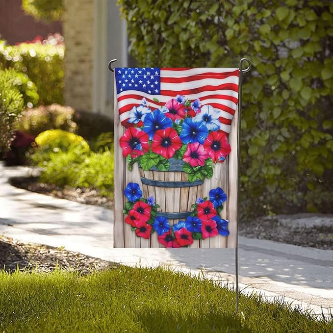 USA Garden Flag Vertical Double Sided Outdoor Yard Flags 12.5x18 Inch Burlap Banners for House Lawn