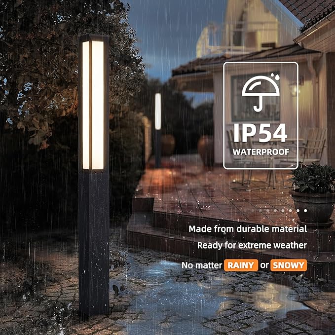 Outdoor Pathway Lights, 71 Inches Tall Bollard Light, 3000K Landscape Path Lighting, Large Mordern Led Bollards, IP65 Waterproof Pole Driveway Lights Wired for Walkway Sideway Garden Yard