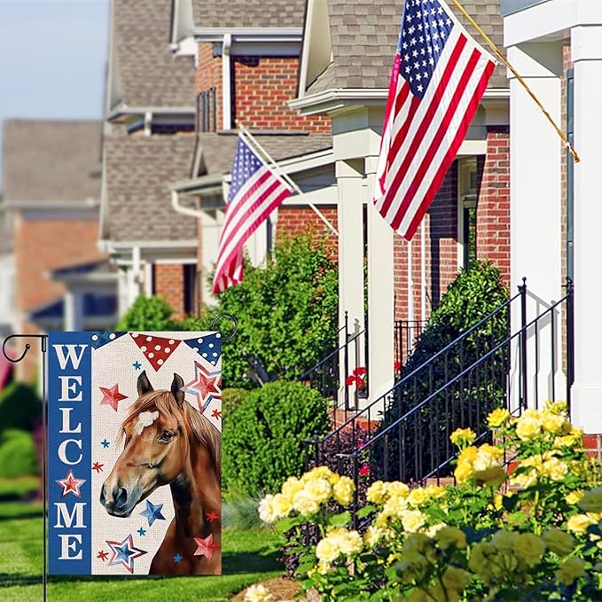 Seasonal Garden Flags Horse Double Sided Flags Set of 11 Holiday Farmhouse Indoor Outdoor Christmas Gifts Yard Lawn Decorations 12.5x18 Inch