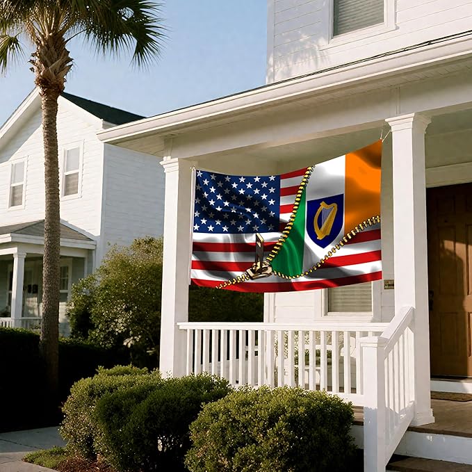 Vintage American America Usa Ireland Irish Flags For Outside Yard 3x5 Ft Double Sided Printed 100d Polyester Lightweight Garden Welcome Outdoor Banner Brass Grommets