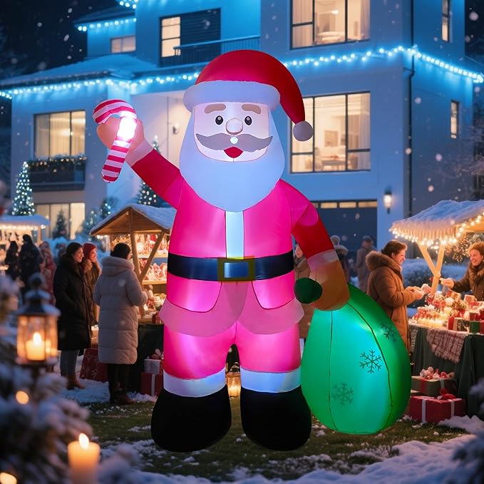 12ft Christmas Inflatable Yard Decor Build-in LED Outdoor Blow up Christmas Decorations for Yard/Lawn/Garden (12ft Santa)