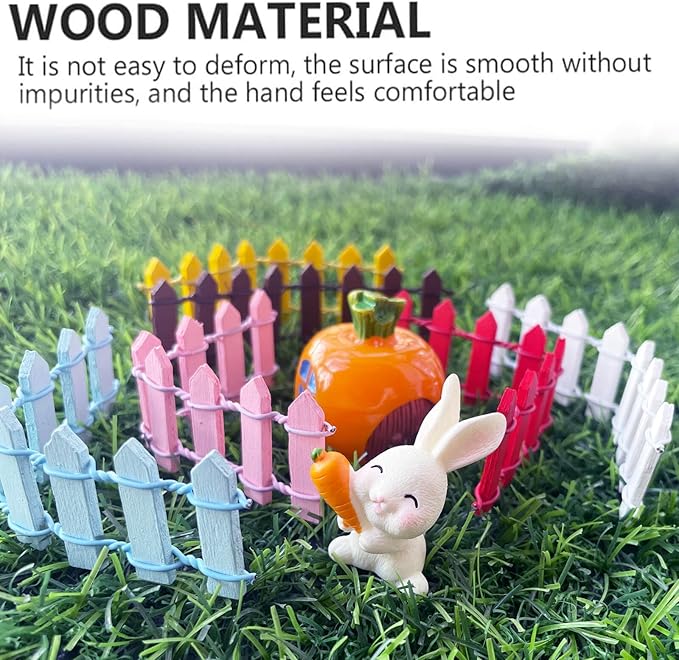 Miniature Fairy Garden Fence,Fairy Garden Accessories Outdoor Wood Picket Fence,10 PCS DIY Flowerpot Decoration, Miniature Garden Decoration