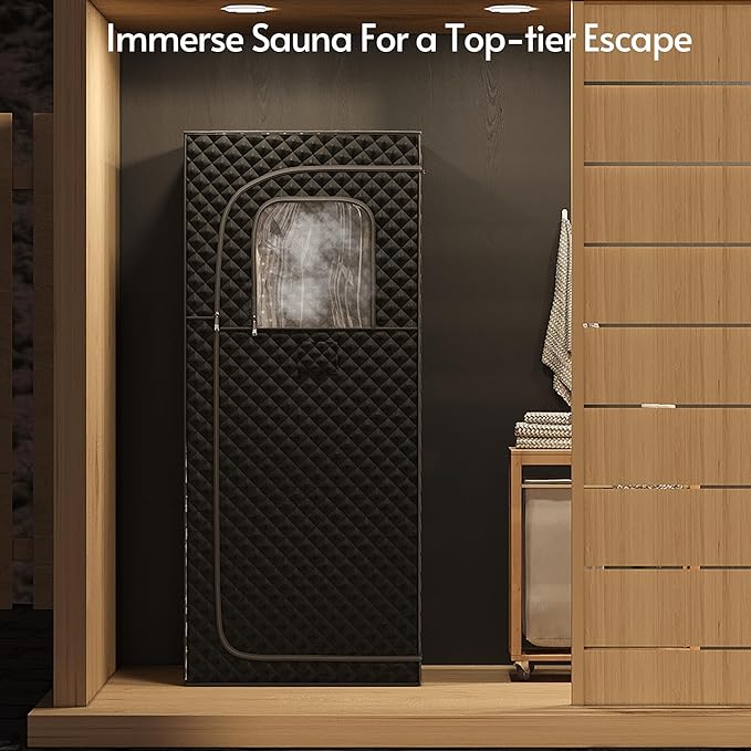 Portable Steam Sauna at Home 1 Person Therapy, Low EMF 1200W Fast Heating Sauna Box, Indoor Dry Sauna with Foldable Chair for Home, Gym (2.6Lx2.6Wx6H Ft)