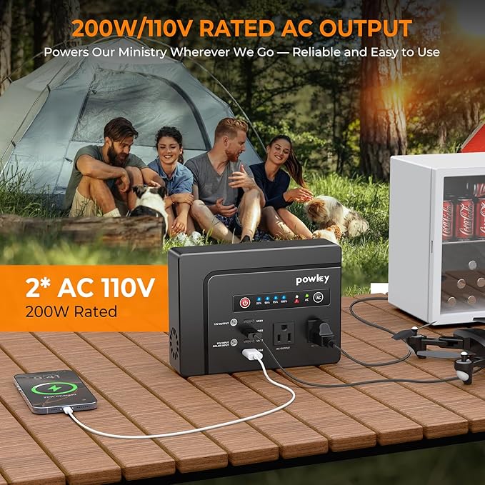 Powkey Solar Powered Generator,200W Portable Solar Generator Power Station with Solar Panels 40W,146Wh Generator Power Bank with 2 AC Outlet 110V Pure Sine Wave for Outdoor Camping Emergency Home