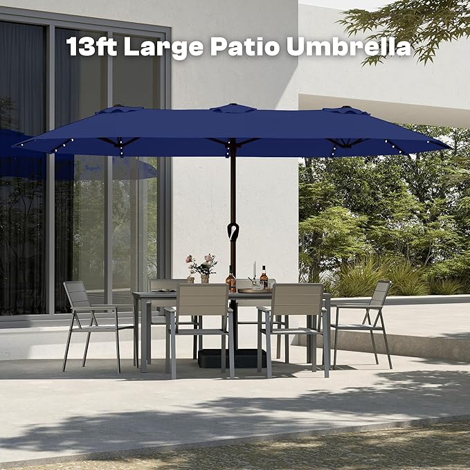 13FT Double Sided Patio Umbrella with LED Lighted