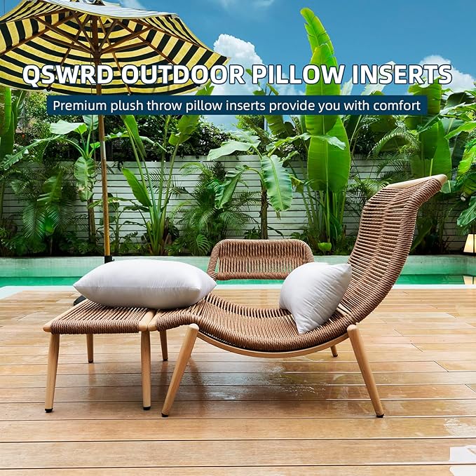 16 x 16 Outdoor Pillow Inserts Pack of 4 Small Throw Pillow Inserts Waterproof Patio Furniture Pillows Decorative Porch Couch Pillows Premium White Square Sofa Cushion Sham Stuffer