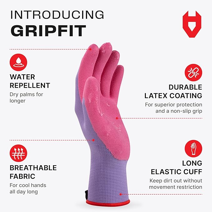 NoCry Premium Women's Gardening Gloves with Strong Non-Slip Grip - 100% Breathable, Superior Dexterity - Perfect Eco-Friendly Garden Gloves for Women