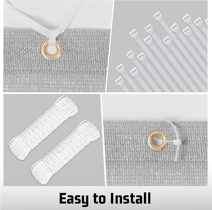 SUNNY GUARD Shade Cloth Custom Size 6x23 FT Sun Shade Screen Fabric Shade Cover Tarp with Grommets for Pergola Backyard Garden, Light Grey(We Customized)