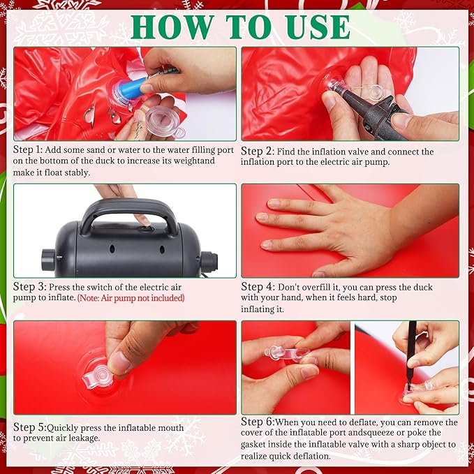 Hungdao 9 Pcs Christmas Golf Cart Parade Decorations Include 1 Pcs 4 Feet Inflatable Giant Santa Duck with Float Bunting Flag Tinsel Garland for Christmas Car Yard Party Decoration