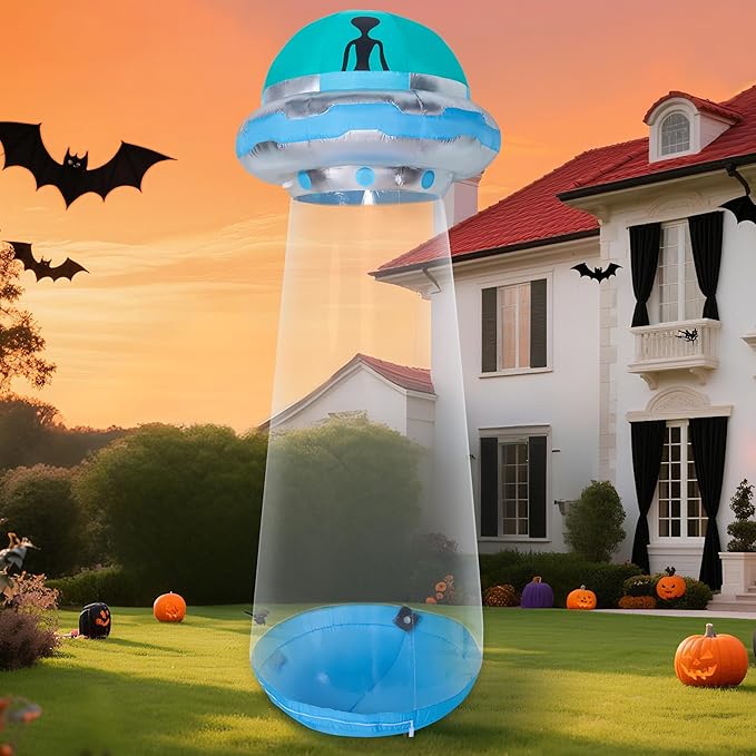 Joiedomi 12 FT Tall Halloween UFO Alien Inflatable Outdoor Decoration, Halloween Blow Ups UFO for Yard Decor with LEDs for Lawn Garden Outside Decoration