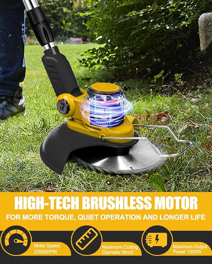 Cordless Weed Wacker for Dewalt 20V Battery(Battery Not Included), with 5 Types Blades, Brushless Motor, Lightweight Grass Trimmer/Brush Cutter for Lawn Yard Garden